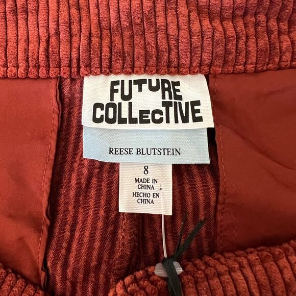 Rust Corduroy Pleated Trouser Shorts Future Collective Reese Blutstein sz 8 NWT - Picture 5 of 12